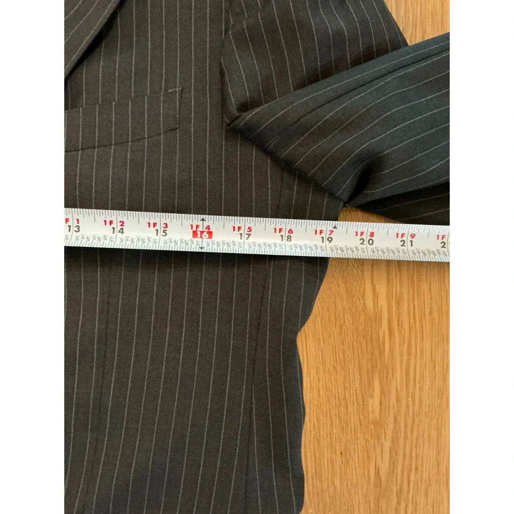 Mitsumine Blazer Jacket Loro Piana Super 130's‎ Wool Charcoal Pinstripe 38R (A5)